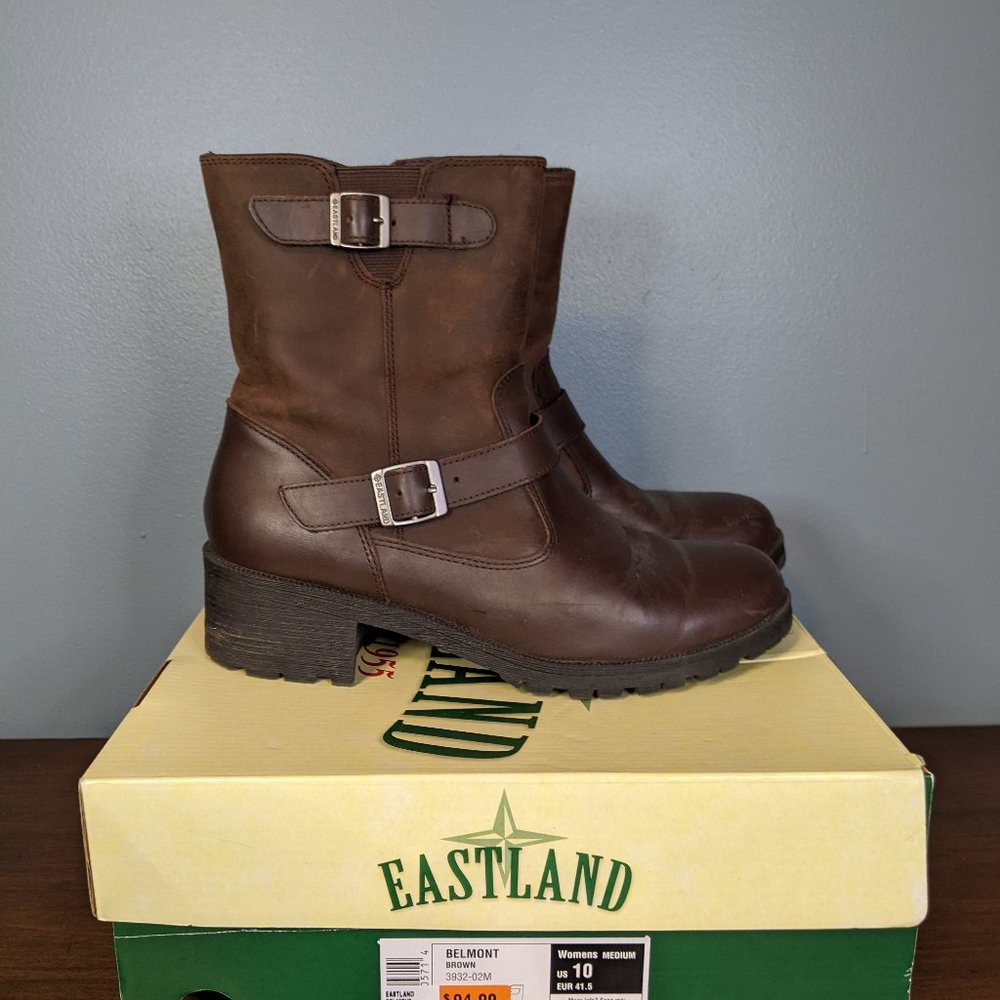 Women's Brown Leather Boots Eastland Belmont Size 10